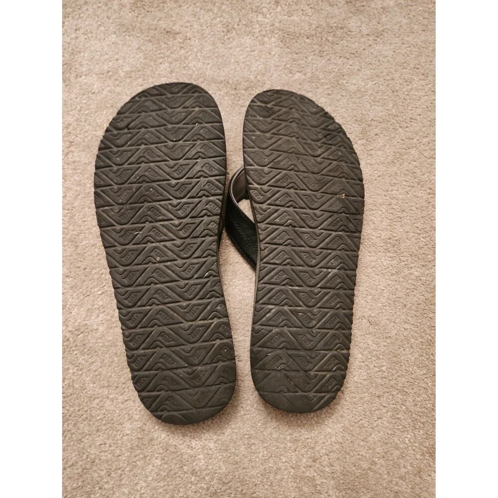 Reef Men's Black Leather Flip Flop Sandals Size 13